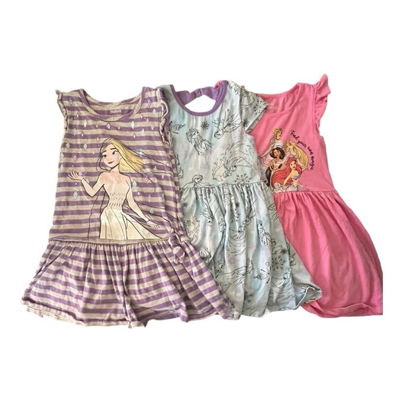 Disney Other - Disney Princess Casual Sundress Set of 3 Purple Pink Ruffled Sleeveless Size 7